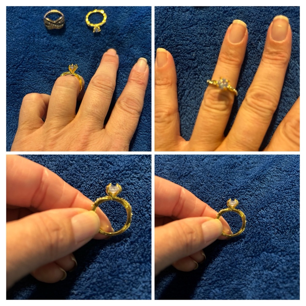 Gold Ring with Clear Stone - Picture 2 of 2
